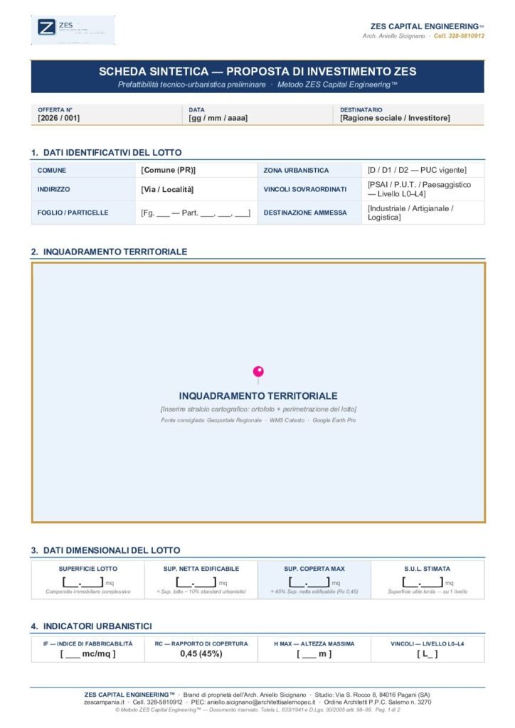 Anteprima Scheda Sintetica di Proposta
